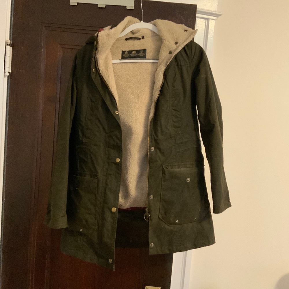 Sherpa-lined Waxed Barbour Jacket
